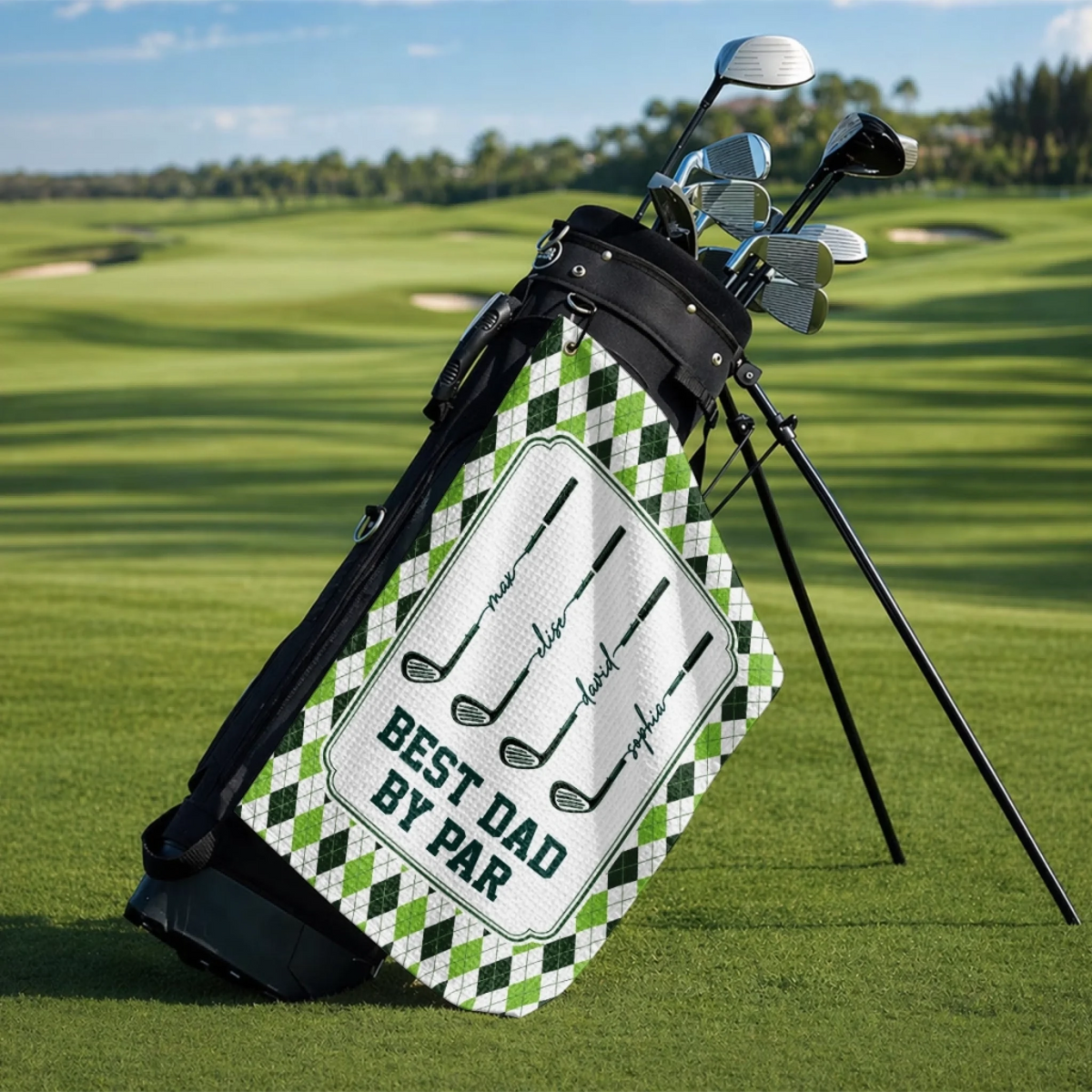 Golf More Worry Less - Custom Golf Towel - Personalized Father's Day Birthday Golf Gifts For Dad, Grandpa
