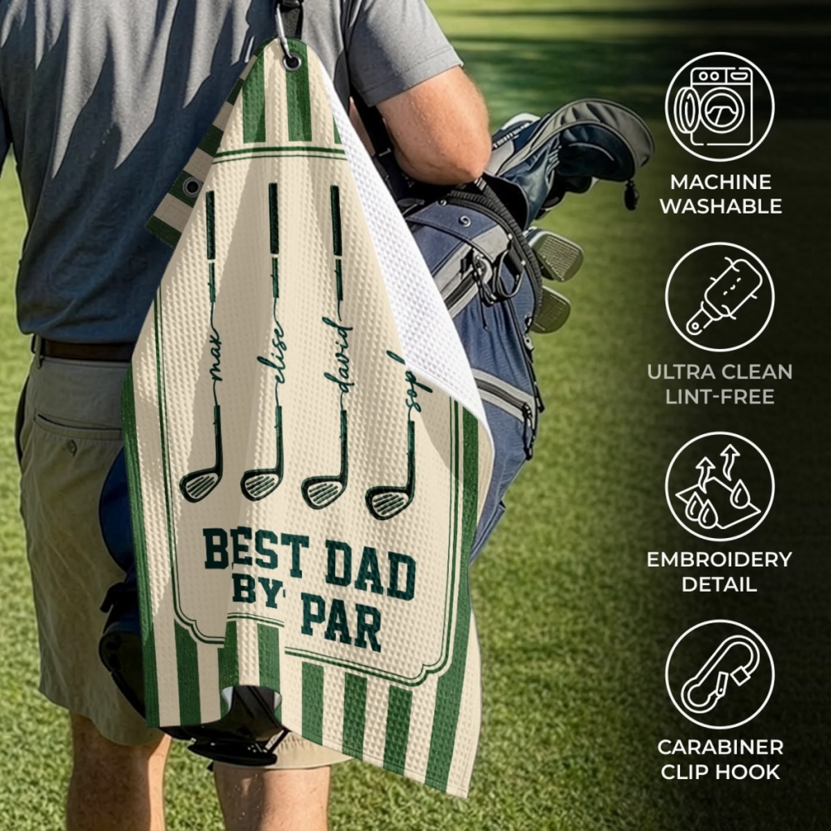 Golf More Worry Less - Custom Golf Towel - Personalized Father's Day Birthday Golf Gifts For Dad, Grandpa