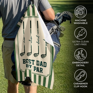Golf More Worry Less - Custom Golf Towel - Personalized Father's Day Birthday Golf Gifts For Dad, Grandpa
