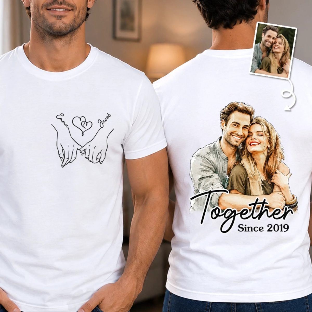 Custom Photo Unisex T-shirt - Personalized Anniversary Wedding Gifts For Husband And Wife, Him And Her - Couple Era Forever
