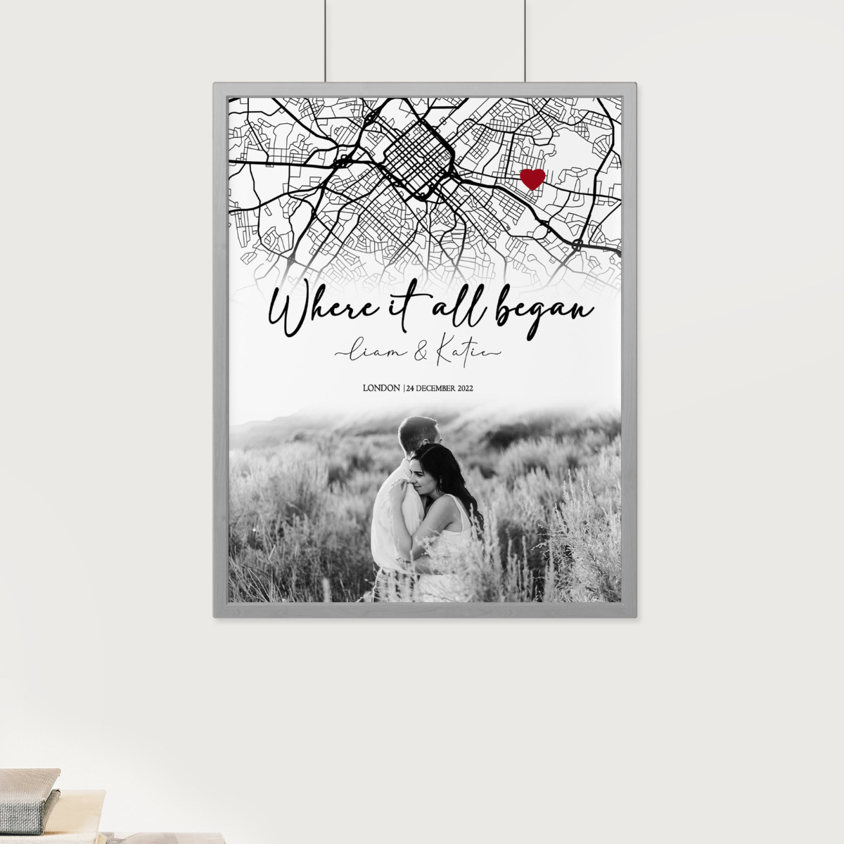 Where It All Began - Personalized Canvas - Engagement Picture Gift, Anniversary Gift For Couple, Custom Map Location