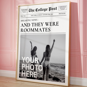 Custom Newspaper Print, Personalized New York Times Wall Art, Retro Magazine Headline, Roommate Decor, Girl Dorm Room Decor