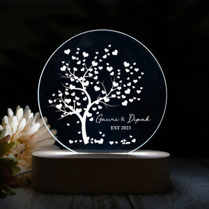 Tree of Hearts Personalized Couples LED Night Light, Anniversary Gift, Valentine's Day Gift For Couple