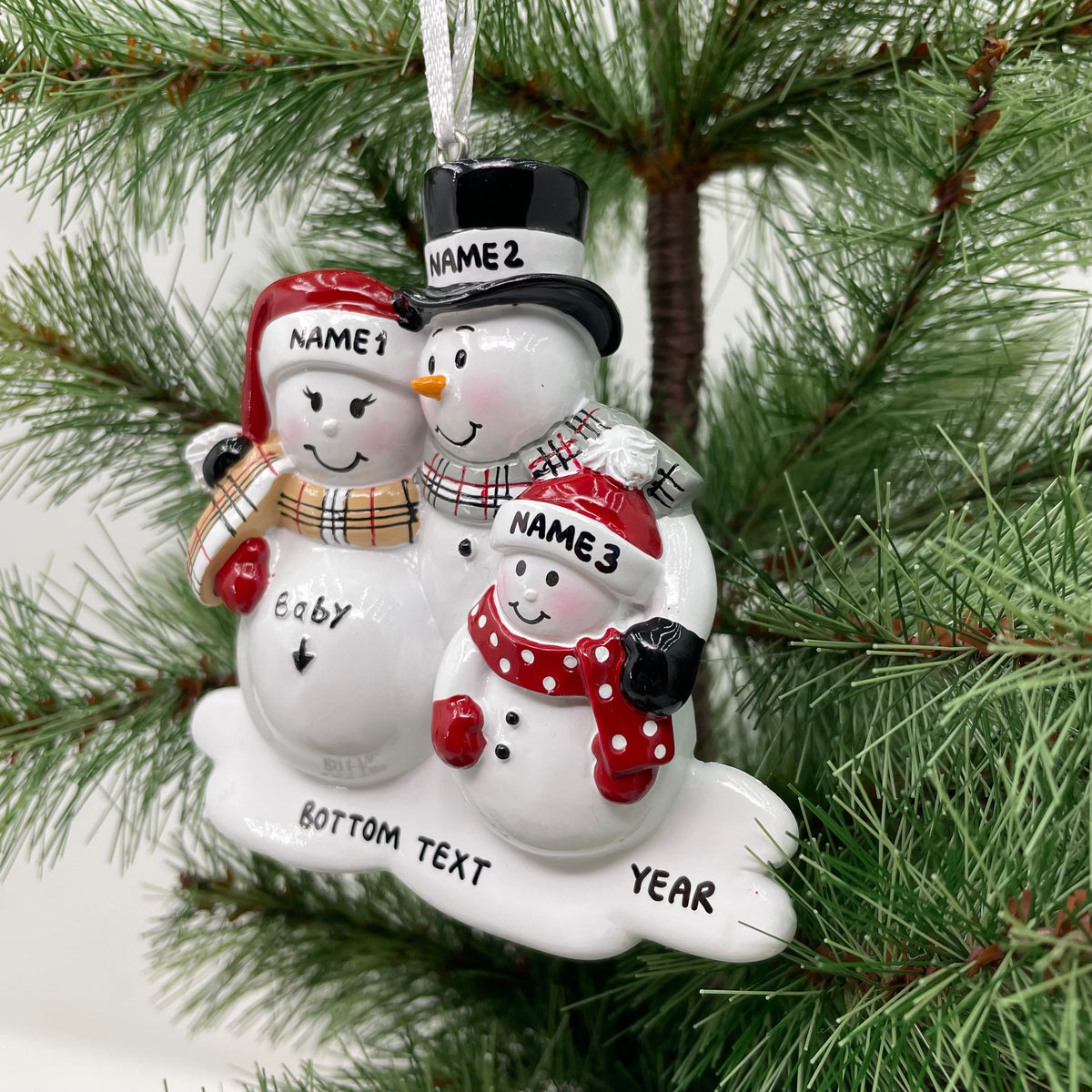 We are Expecting Family Ornament, Personalized Pregnant Snowman Family, ,Christmas Ornament, Baby Announcement Ornament