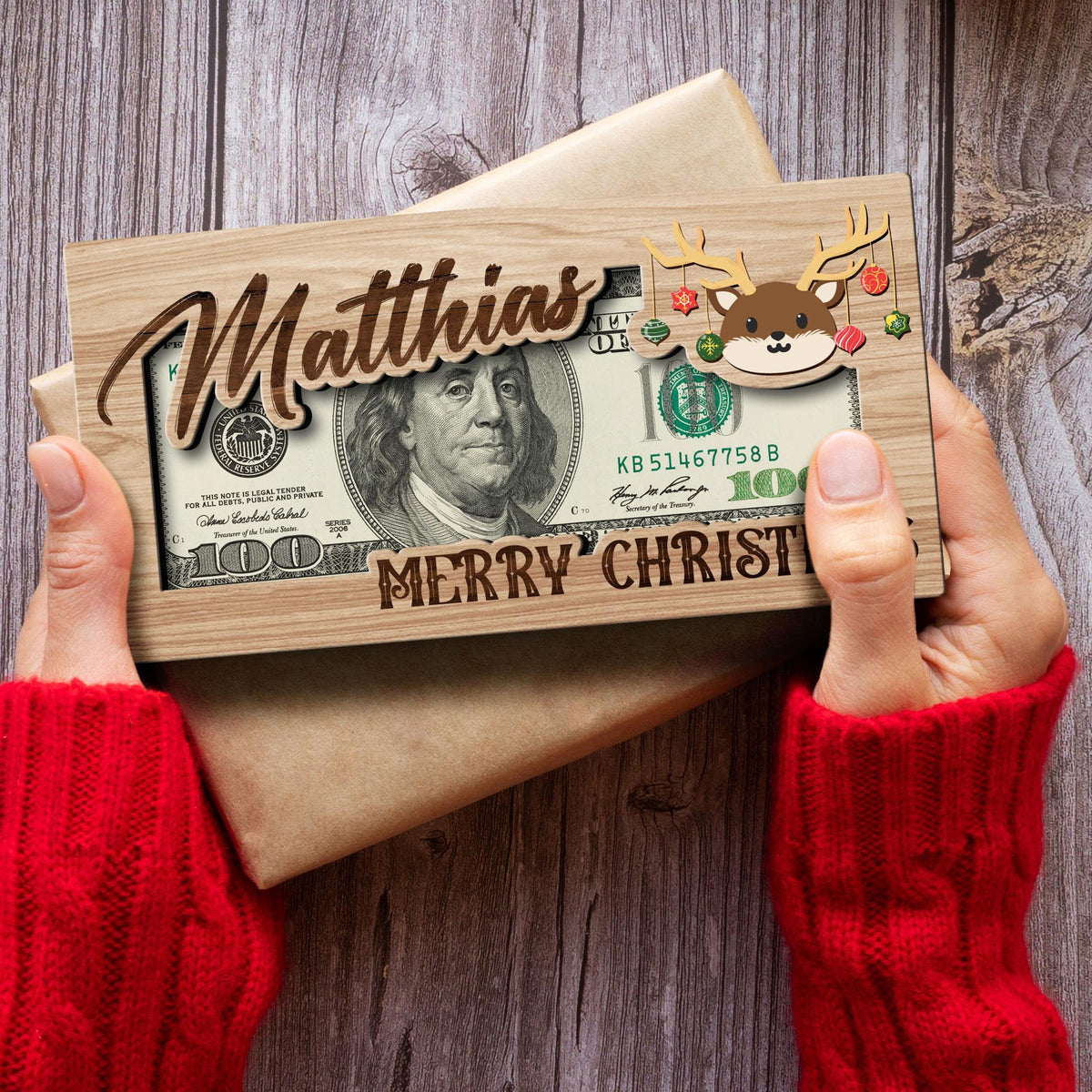 Custom Money Holder Christmas, Reindeer, Money Card, Gift For Kid, Christmas Gift For Family, Cute Money Holder, Unique Gift