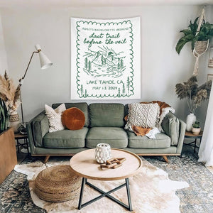 Custom Bachelorette Party Decor, Mountain Bachelorette Party Banner, Forest Bach Tapestry, Last Trail Before The Veil Hiking Bridal Shower