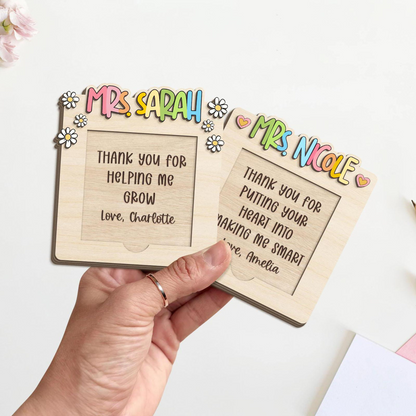 Personalized Teacher Appreciation Gifts, Custom Sticky Note Holder, Teacher Desk Decor, Thank You Gift, Gift For Teacher, Post Note Holder