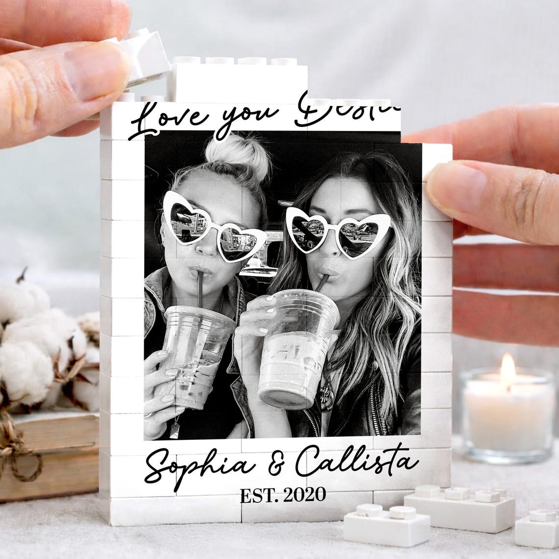 Personalized Besties Photo Building Block, Best Friends Sister Birthday Gift, Friendship Puzzle Gift for Her, Bridesmaid Proposal Keepsake
