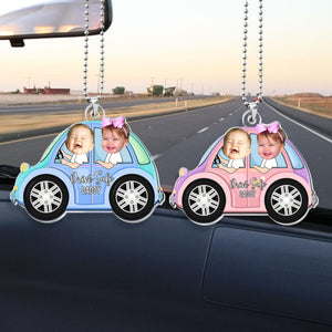 Personalized Kids Photo Car Ornament For Dad, Custom Drive Safe Daddy Car Ornament, Father's Day Gift, Drive Safe Gift For Grandpa