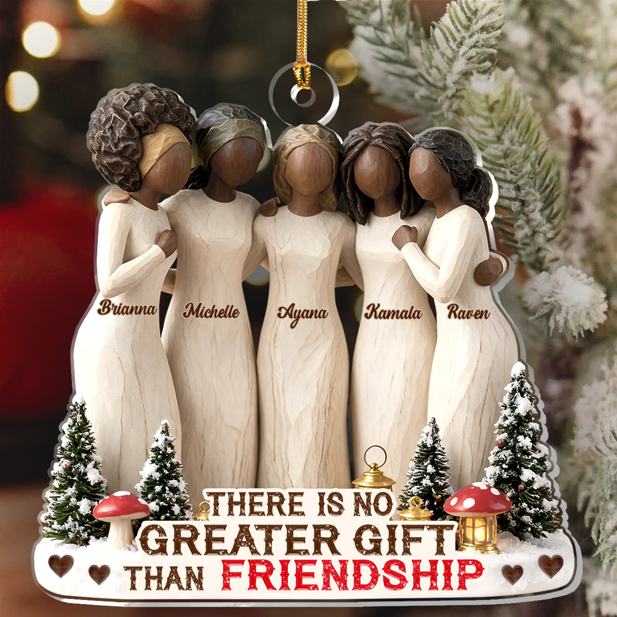 There Is No Greater Gift Than Friendship Black Sistas - Personalized Acrylic Ornament - Christmas Gift For Sisters, Friends