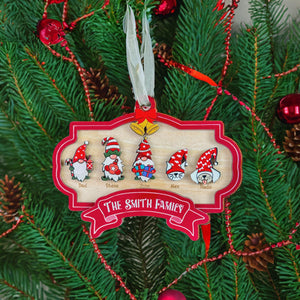 Family Ornament Personalized, Gnome Family Ornaments for Xmas Tree, Custom Family Ornament