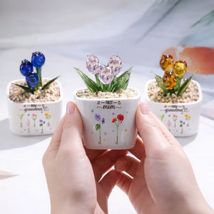 First Mom Now Grandma - Personalized Mini Glass Flower Pot - Gift For Grandma, Mom, Mother's Day Gift