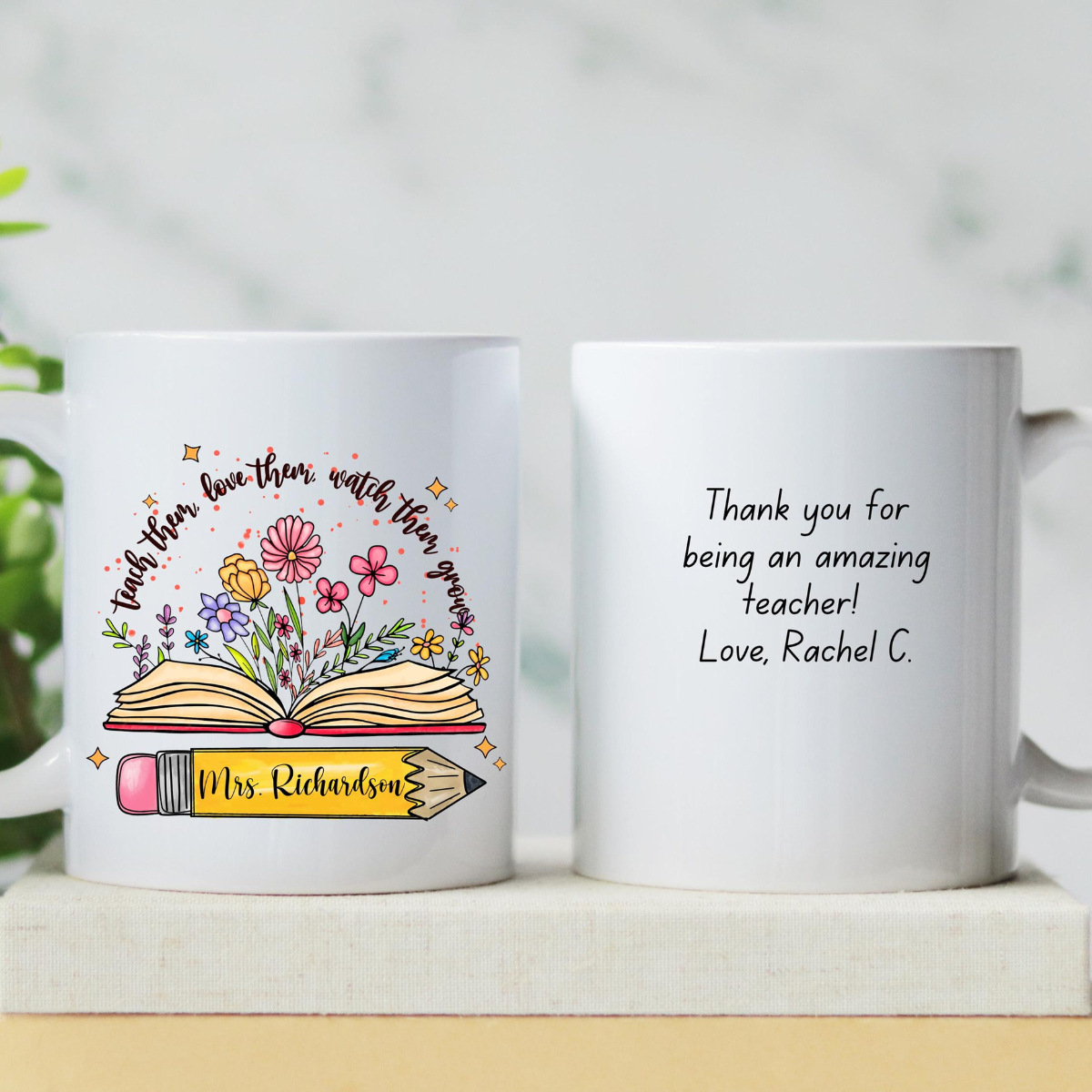 Personalized Teacher Mug, Custom Coffee Cup with Name, Teacher Appreciation Gift, End of Year Teacher Gift, Back to School Mug