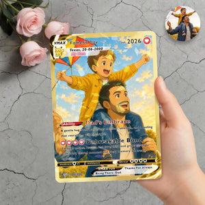 Custom Father & Kids PKM Card, Personalized Pokedad Card, Anime Photo Card, Gift From Kids, Family Keepsake Card, Anime Fan Papa Gift