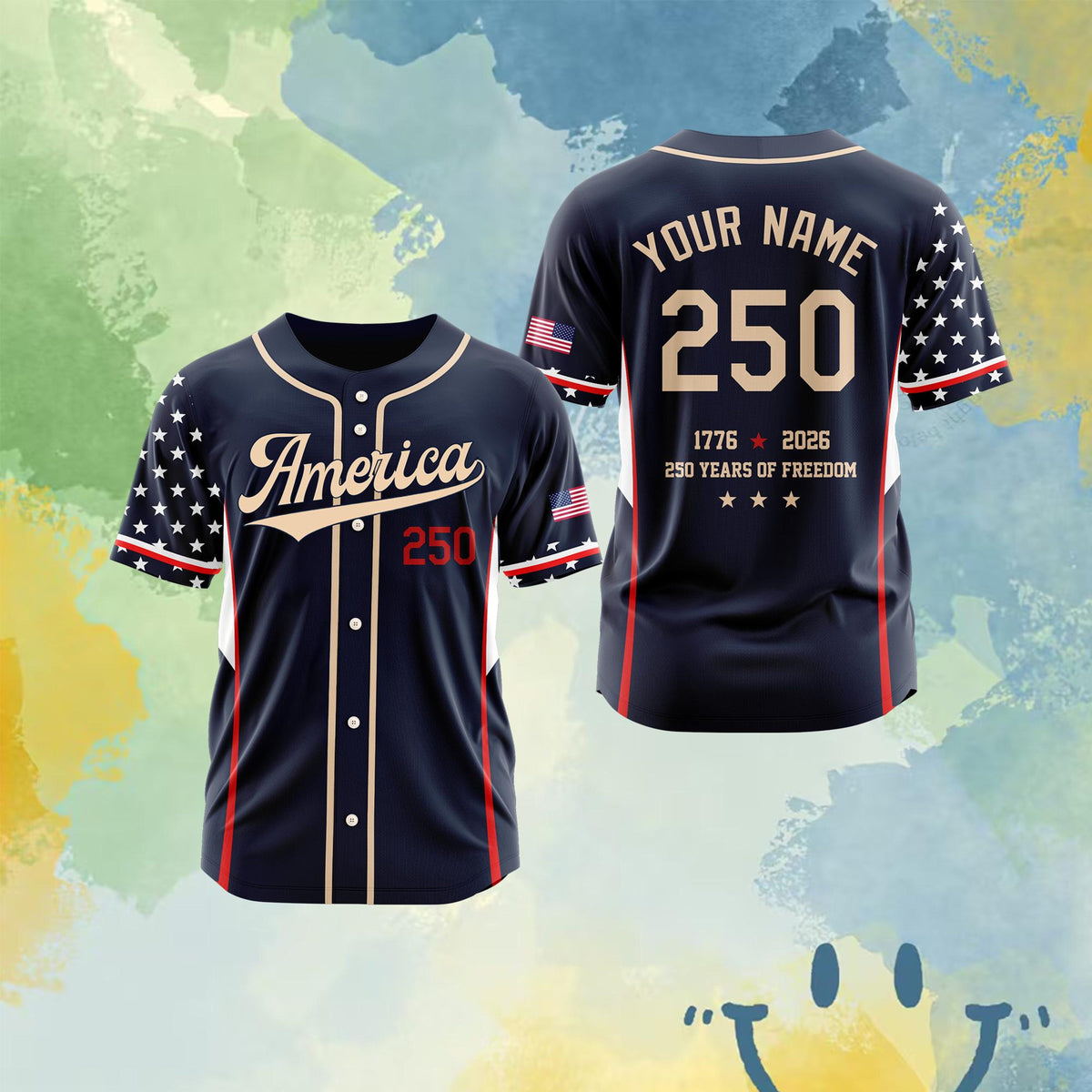 Personalized America 250 Jersey, 4th of July Baseball Shirt, USA Patriotic Jersey, Custom Name Number Independence Day Outfit