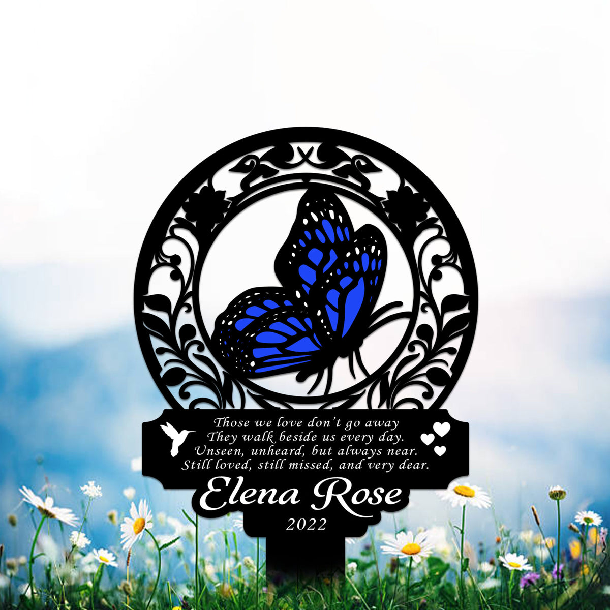 Personalized Memorial Stake Metal, Butterfly Memorial Stake, In Loving Memorial, Remembrance Stake, Sympathy Gift, Mother's Day Gift