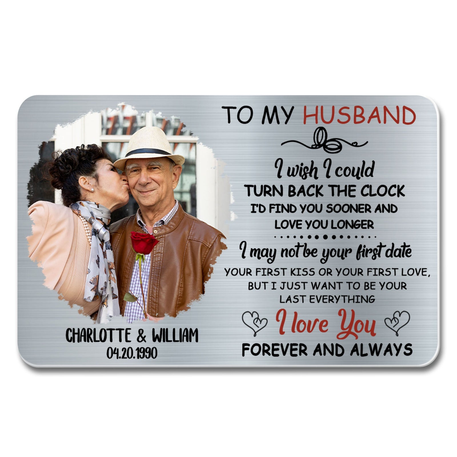 To My Husband, I Wish I Could Turn Back The Clock, Personalized Aluminum Wallet Card, Gift For Husbands