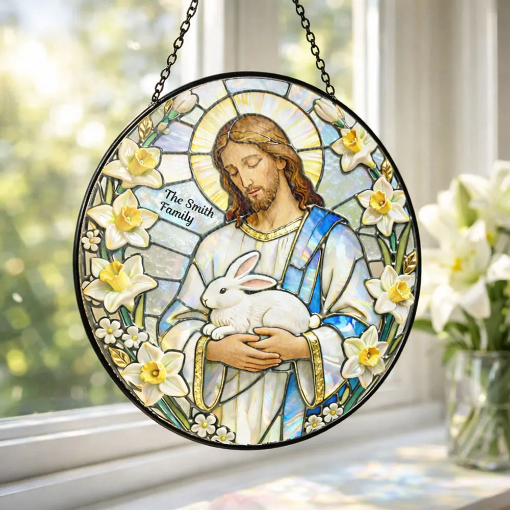 Religious Easter Jesus - Personalized Acrylic Suncatcher - Easter Gift For Family