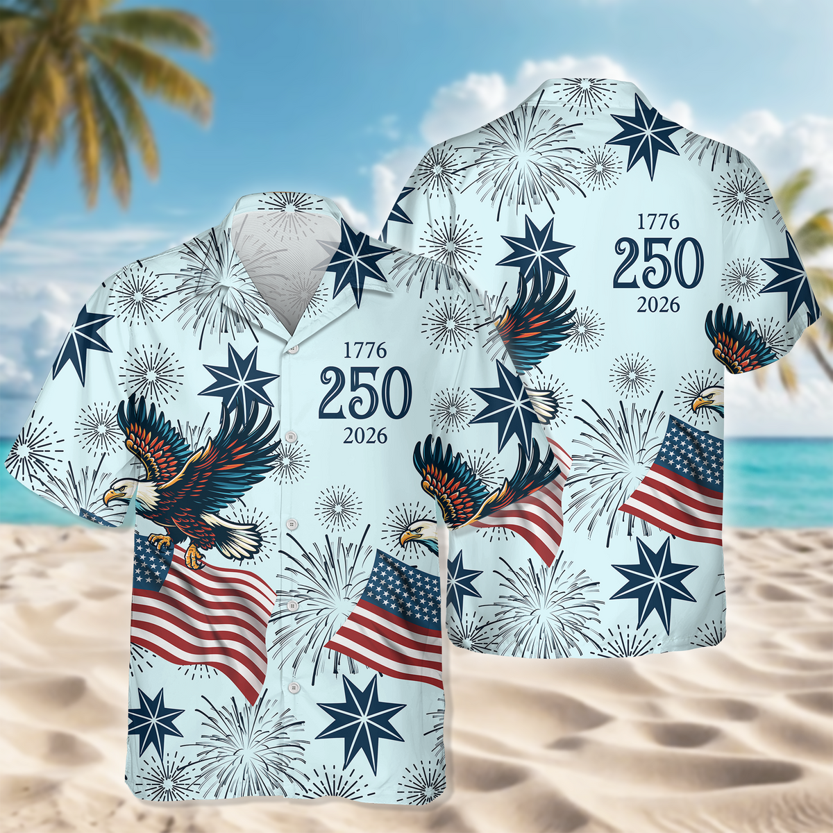 USA 250 Anniversary Eagle 1776-2026 Hawaii Shirt