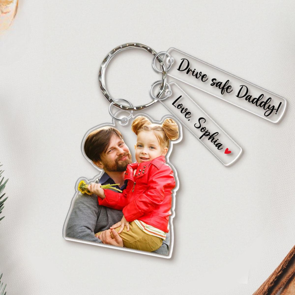 Custom Daddy Photo Acrylic Keychain, Father's Day Gift For Dad, From Son Daughter, Custom Baby Photo Keychain, Drive Safe Daddy,New Dad Gift