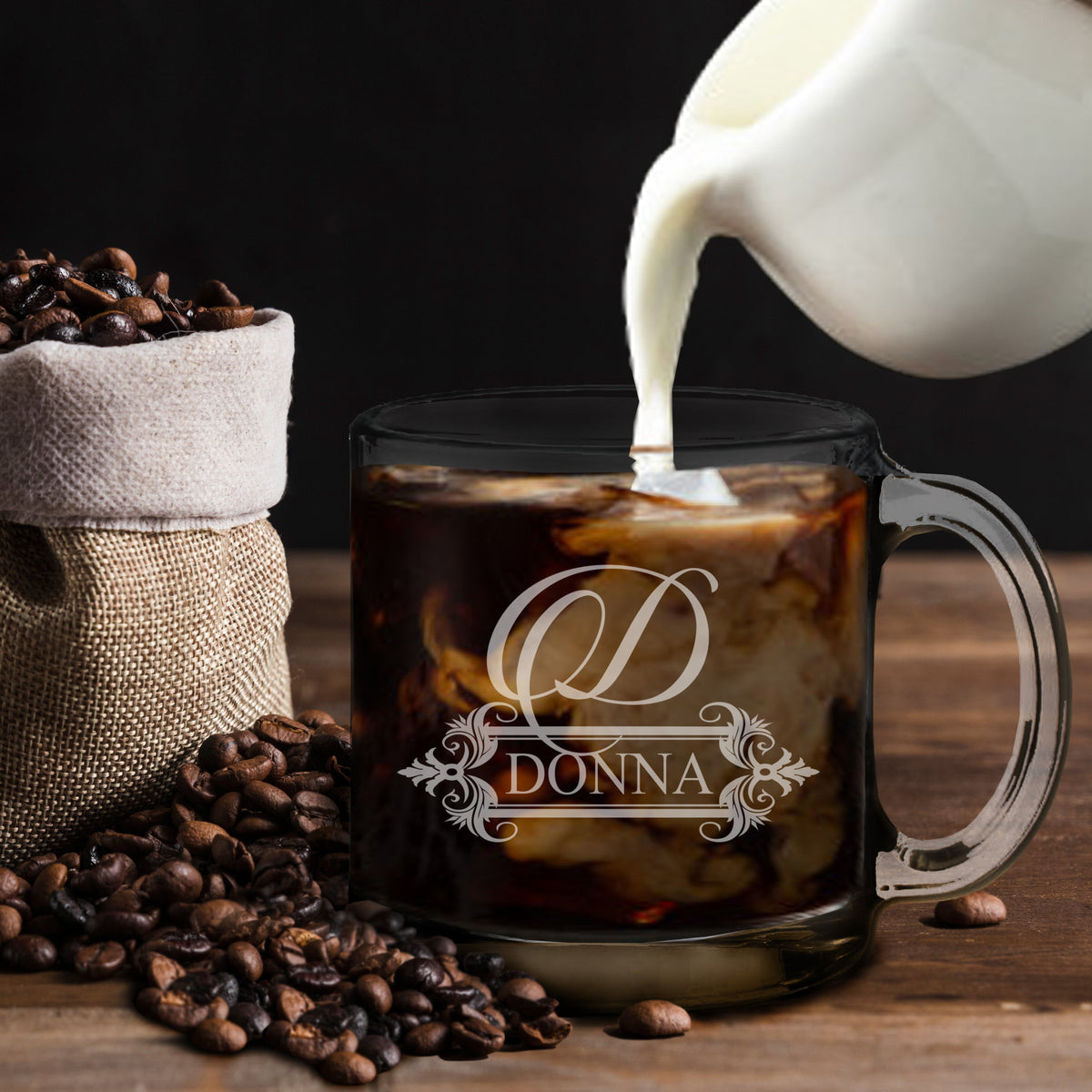 Clear Coffee Mug Monogram, Glass Coffee Mug Custom, Personalized Glass Mug, Tea Cup Glass, Custom Engraved Glass Mug, Coffee Mug Customized