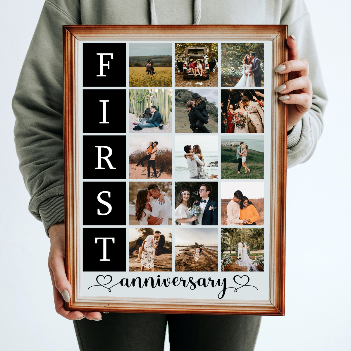 First Anniversary Gift for Couple, 1st Anniversary Gift, Personalized Photo Canvas Wall Art Decor