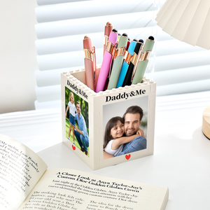 Personalised Daddy & Me Brick Photo Block Pencil Pot ,Custom Daddy and Me Brick Photo Pencil Pot, Fathers Day Gift,Gift for Dad,Photo Gift