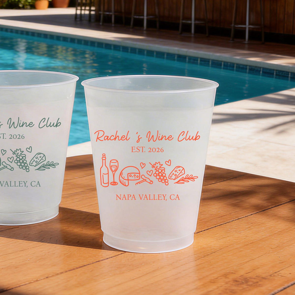 Personalized Frosted Plastic Cups, Custom Wine Club Cups, Winery Bachelorette Favors, Napa Valley Bach Party Cups, Girls Trip Drinkware