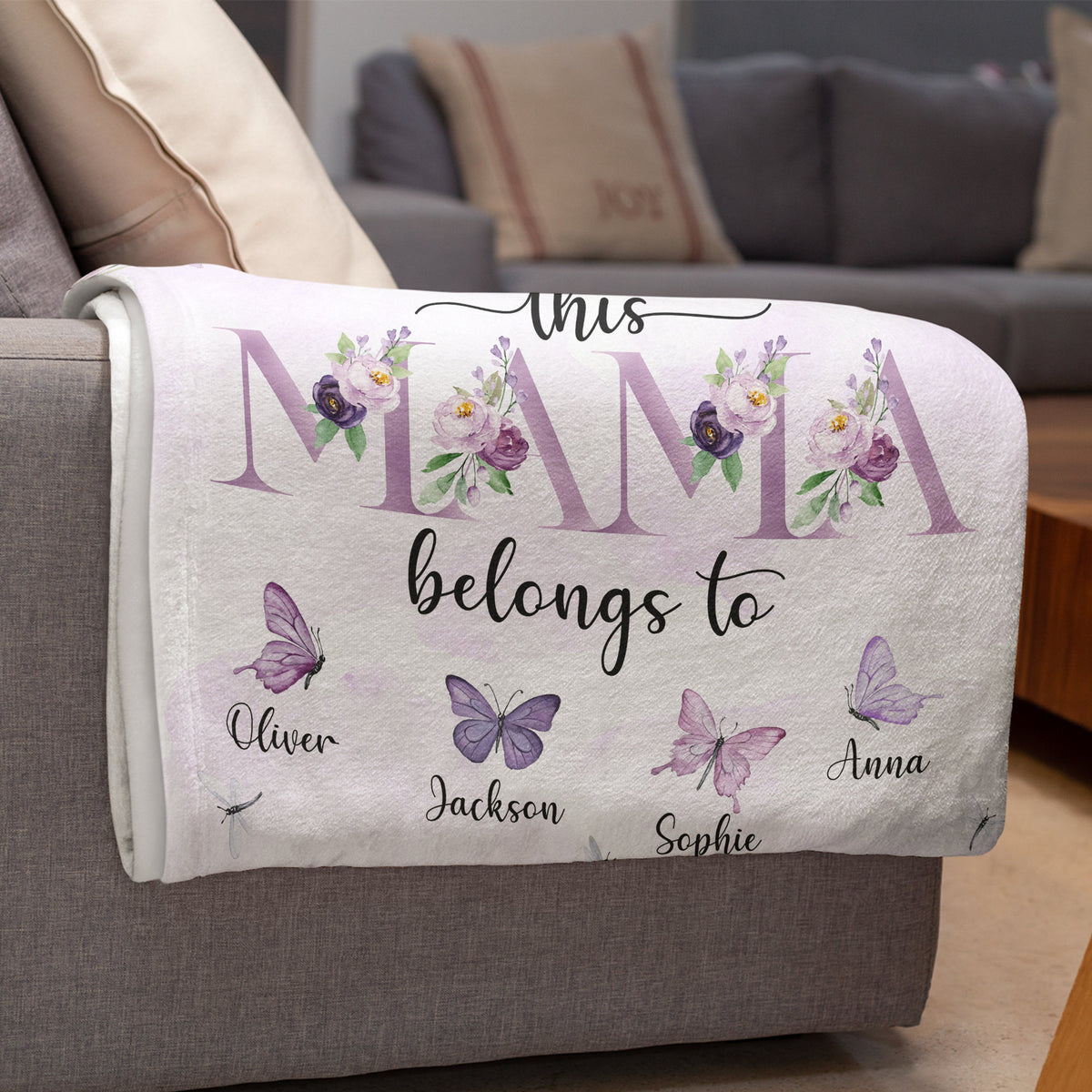 Mother Belongs To Blanket, Custom Mom Blanket Gift, Floral Style Blanket, Personalized Mom Gift, Blanket With Kids Name, Mother's Day Gift