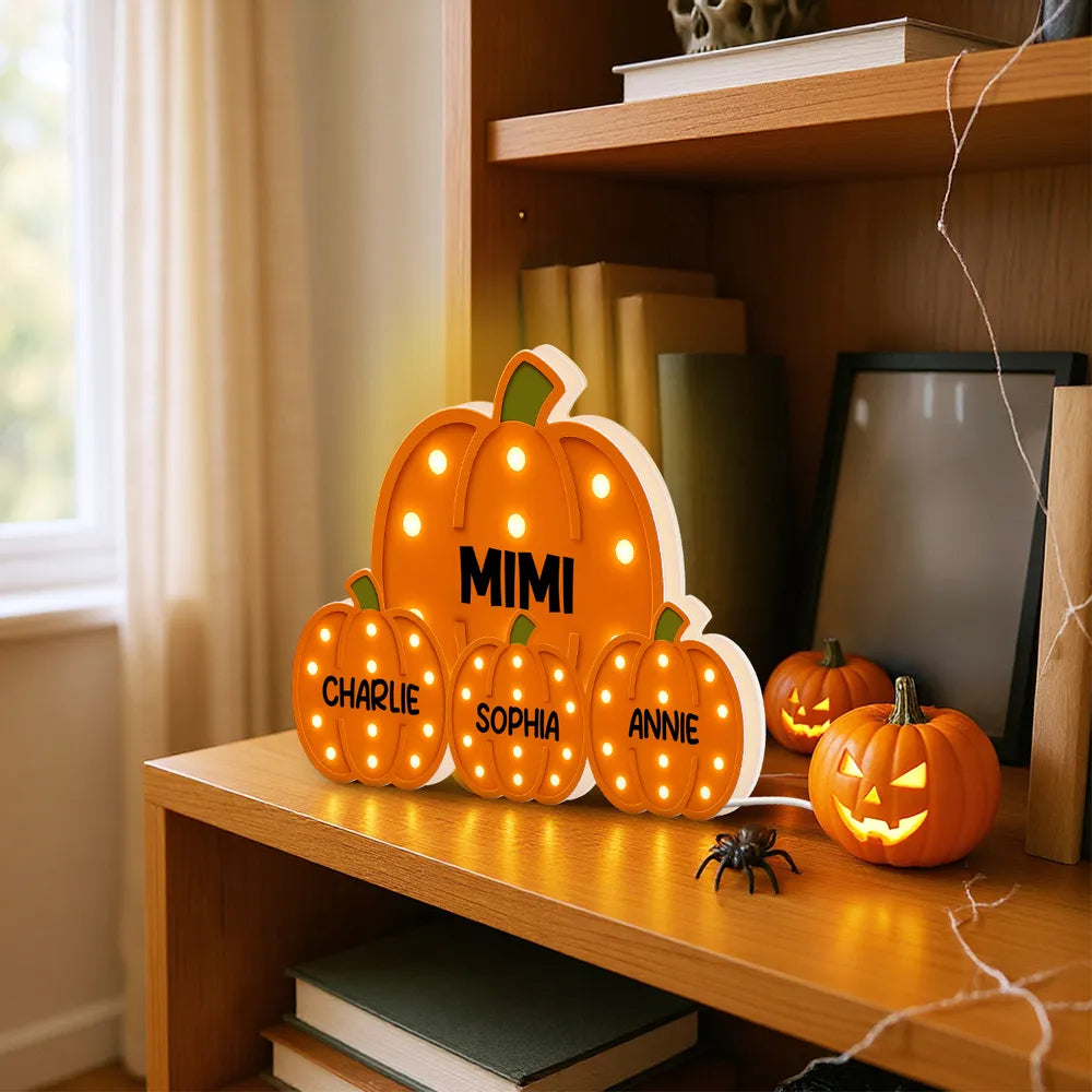 Mom Grandma Little Pumpkins - Personalized Acrylic Light Box - Gift For Mom, Grandma, Fall Season Home Decor