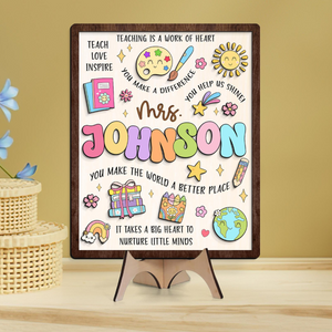Custom Teacher Wooden Sign, Teacher Appreciation Gifts, Teacher Classroom Door Hanger, Thank You Teacher Gifts, Custom 3D Teacher Name Sign