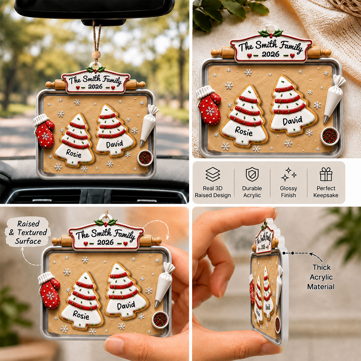 Joy Feels Like Family - Family Ornament - Real 3D Raised Ornament
