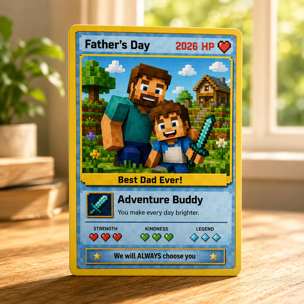 Custom Father's Day Game Card for Dad & Grandpa, Personalized Cartoon Portrait Gift From Kids Keepsake, Father's Day Gift