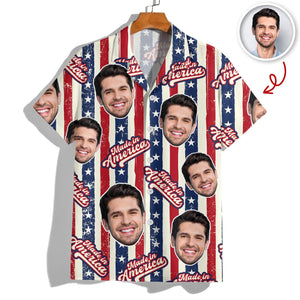 Custom Photo Made In America Hawaii Shirt, USA 250 Years Independence Apparel, Patriotic American Flag Pet Tee, Patriotic Freedom