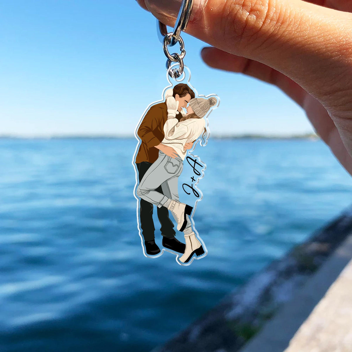 Personalized Couples Gift, Valentine's Gift For Him Her, Custom Faceless Portrait Keychain, Couples Photo Anniversary Gift, Boyfriend Gift