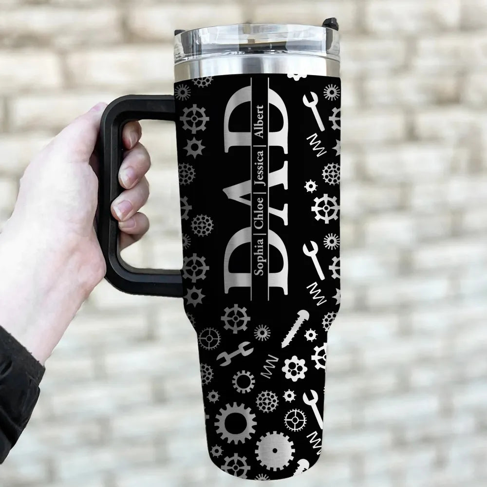 Dad Built With Love - Personalized 40oz Stainless Steel Tumbler - Gift For Dad, Father's Day Gift