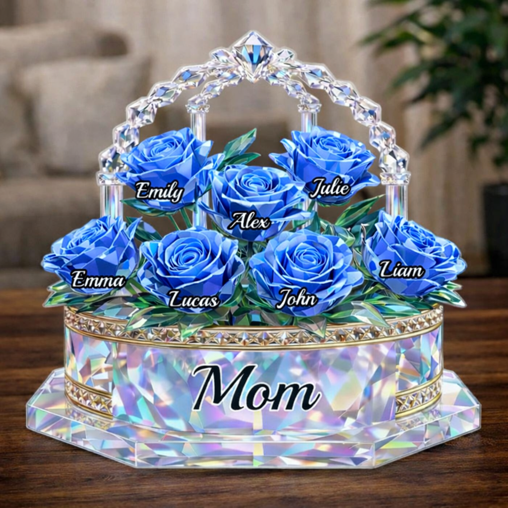 Mother's Rose Bouquet - Personalized Shape Acrylic Block - Gift For Mom, Grandma, Mother's Day Gift