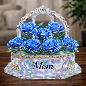 Mother's Rose Bouquet - Personalized Shape Acrylic Block - Gift For Mom, Grandma, Mother's Day Gift