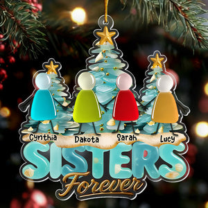 Besties Forever Personalized Sea Glass 3D Effect Ornament For Best Friend