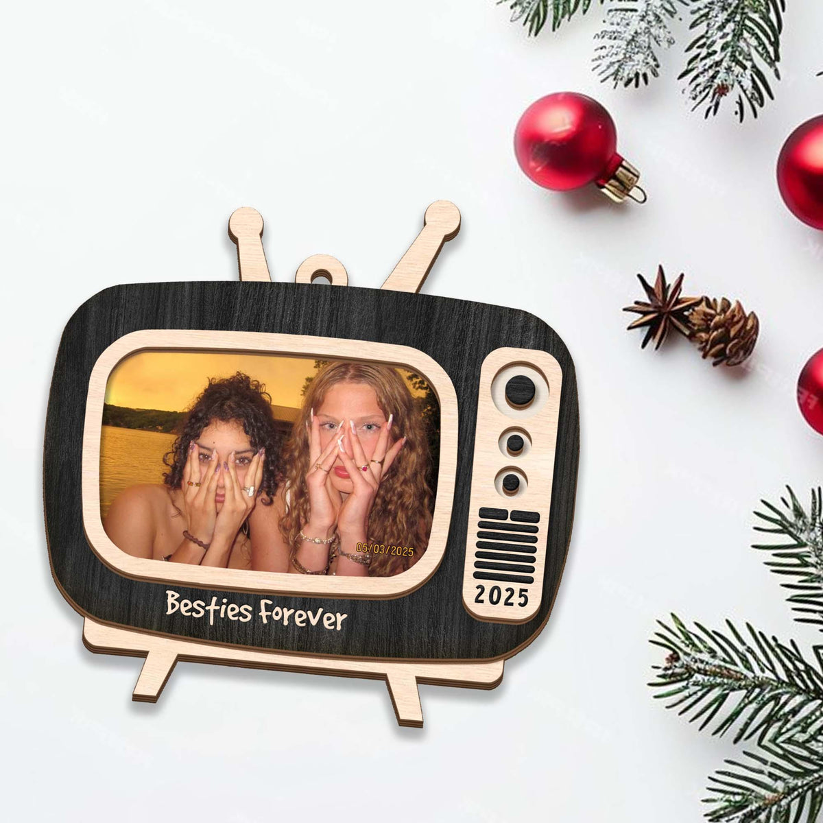 Personalized Photo Family Ornament, Family Picture Layers Wooden Ornament Christmas Keepsake Portrait Throwback 2025 Custom Photo Ornament