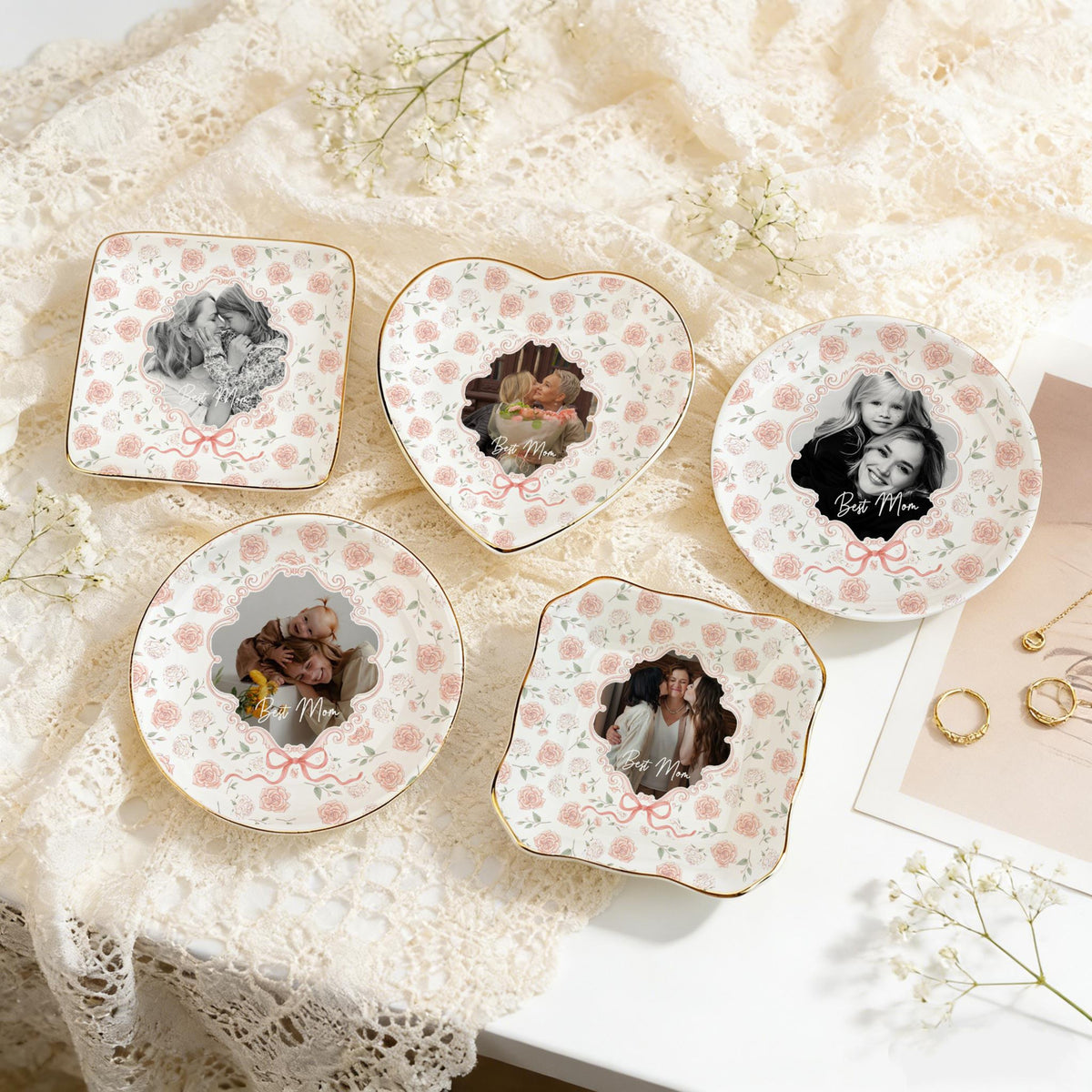Mom's Photo Ring Dish, Personalized Photo Ring Holder for Best Mom, Mothers Day Jewelry Dish, Birthday Keepsake for Mom