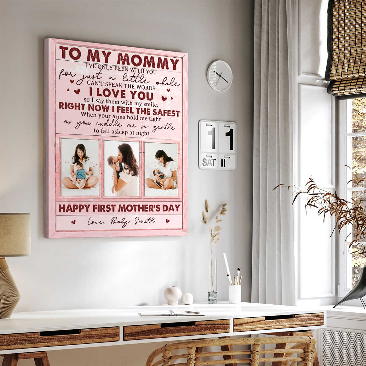 Dear Mommy Right Now I Feel The Safest, Personalized 1st Mother s Day Canvas, Dear Mommy Photo