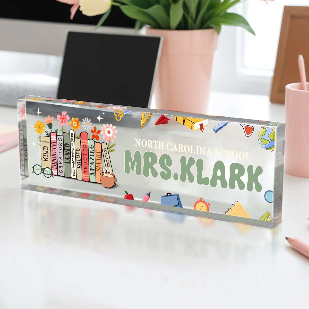 Personalized Teacher Desk Name Plate, Nameplate For Teacher, Teacher Desk Decor, Back To School Teacher Appreciation Gift, Teacher Gift For Women