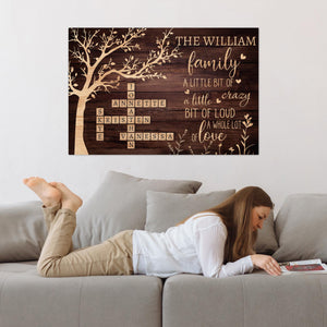 Personalized Family Crossword Sign, Custom Family Name Canvas, Scrabble Family Wall Art, Family Tree Wall Decor, Housewarming Gift