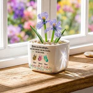 Besties Are Like Butterflies - Personalized Mini Glass Flower Pot - Gift For Sisters, Besties