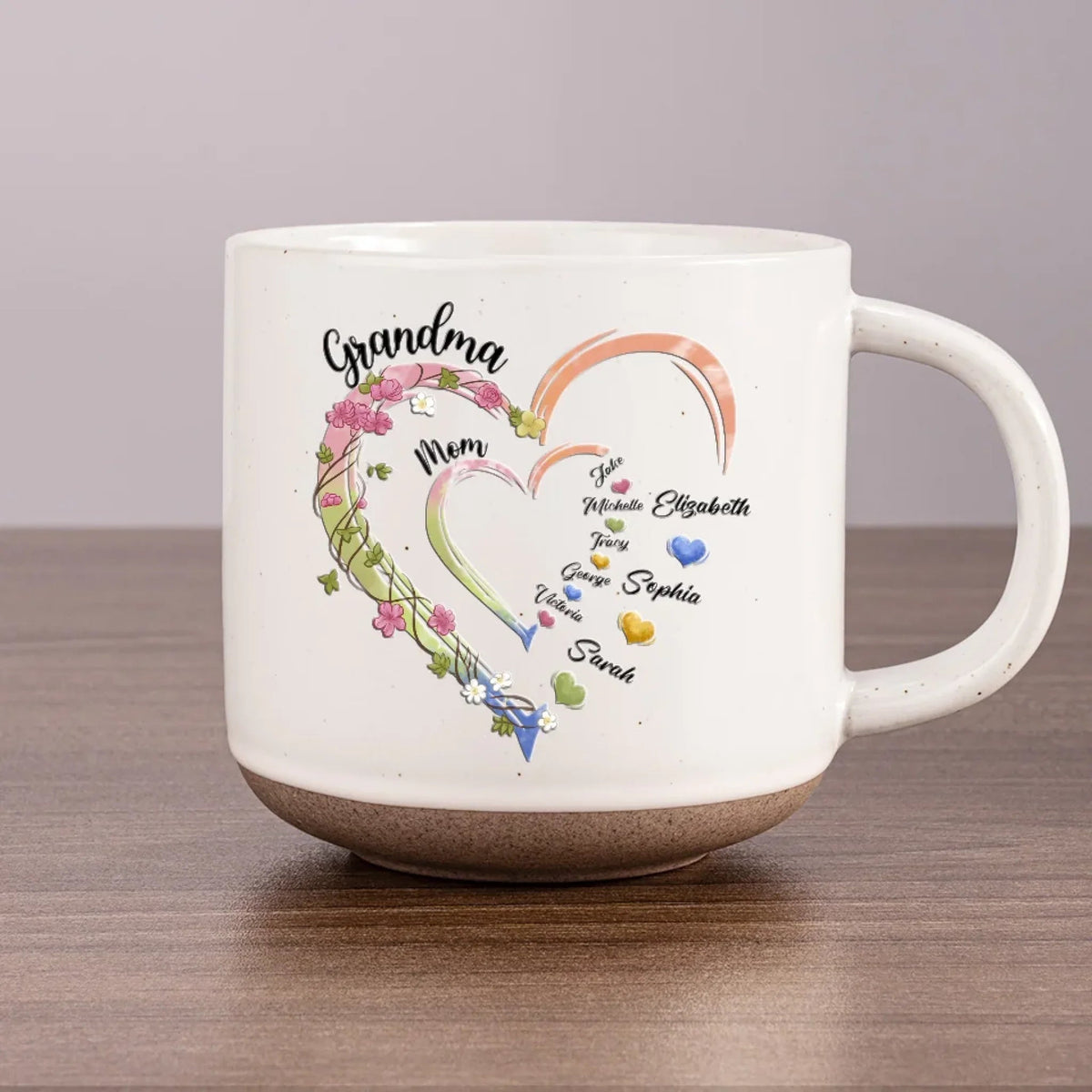 Celebrate Her Journey From Mom To Grandma - Personalized Pottery Mug - Gift For Mom, Grandma, Mother's Day, Birthday Gift
