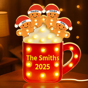 Gingerbread Family - Personalized Light Box - Gift For Family, Christmas Home Decoration