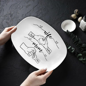 Personalized Mother's Day Platter, Custom Kid's Name Platter, Fist Bump Husband Platter, Mother's Day Gift For Mom, Wife, Her