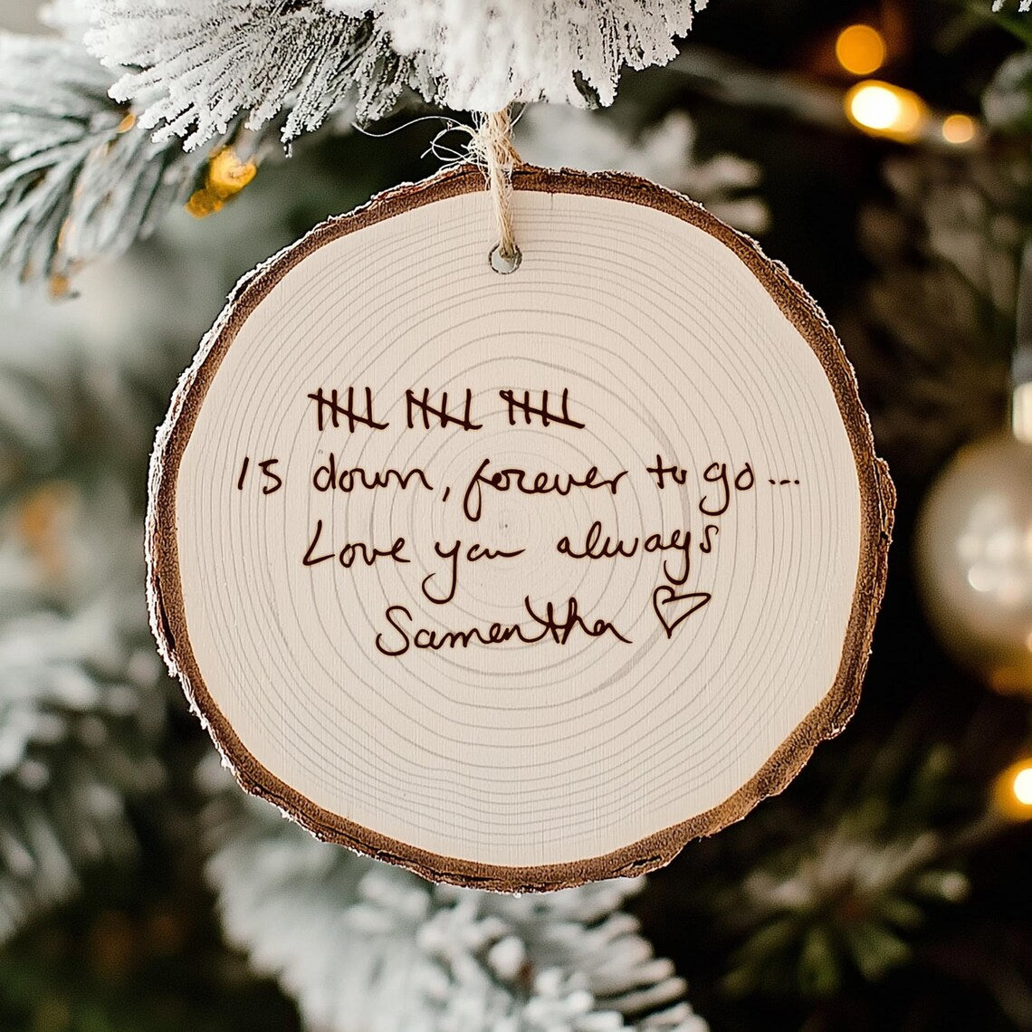 Personalized Handwritten Wood Ornament, Custom Actual Handwriting Photo Ornament, Anniversary Couple Ornament, Unique Dad Mom Memorial Gifts
