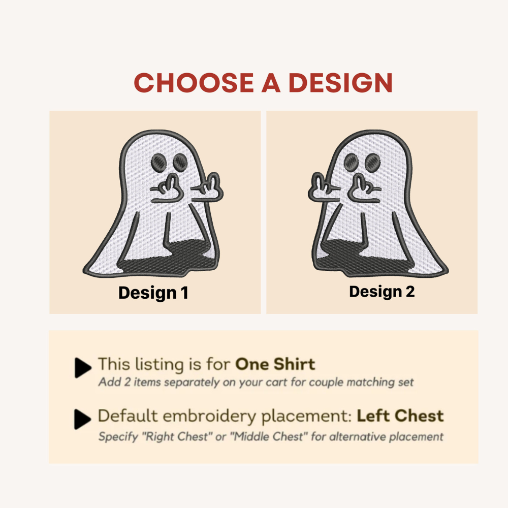 Embroidered Cute Ghost Sweatshirt, Ghost Sweatshirt, Matching Couple Hoodie